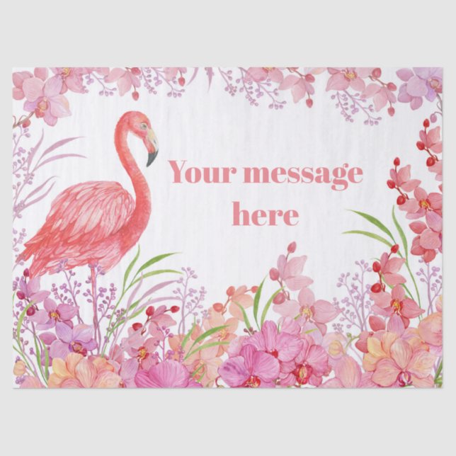 Papier Mousseline ajouter le message rose flamingo (Recto)