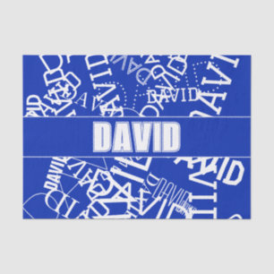 Papier Mousseline Ajouter n'importe quel nom, nom collage En bleu &