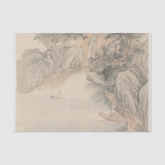 Papier Mousseline Album des paysages Feuille 4 par Wang Gai (Recto)