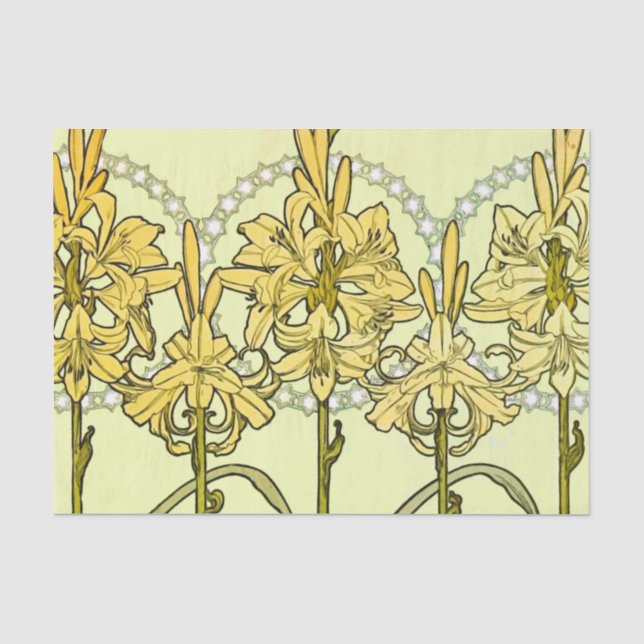Papier Mousseline Alfonse Mucha Art Nouveau Lily motif floral (Recto)