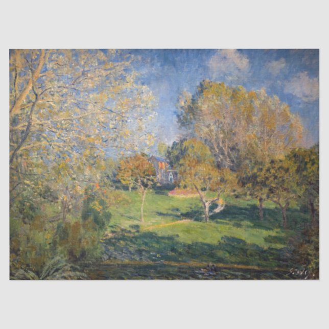 Papier Mousseline Alfred Sisley - Le Jardin de Hoschede, Montgeron (Recto)
