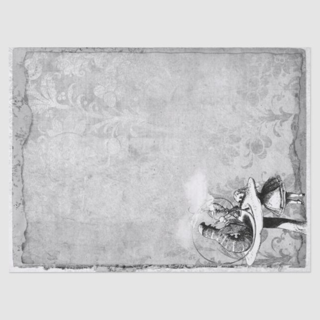 Papier Mousseline Alice à chenille noire et blanche au pays des merv (Recto)