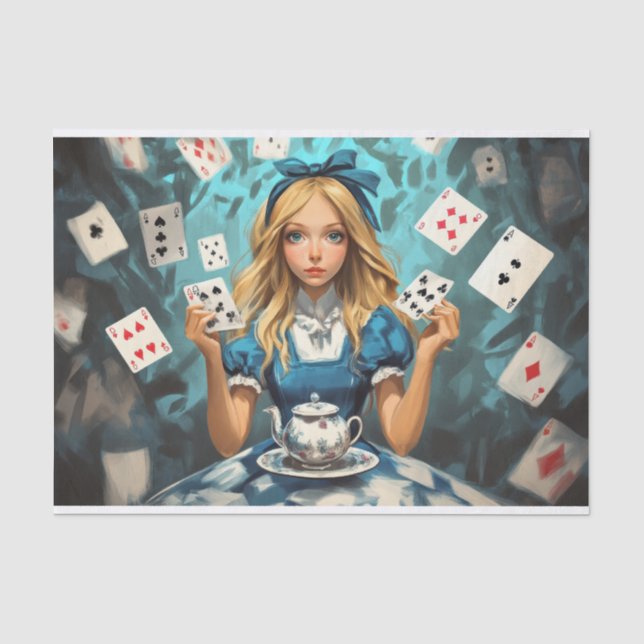 Papier Mousseline Alice au pays des merveilles avec cartes à jouer e (Recto)