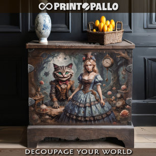 Papier Mousseline Alice au pays des merveilles avec Cheshire cat