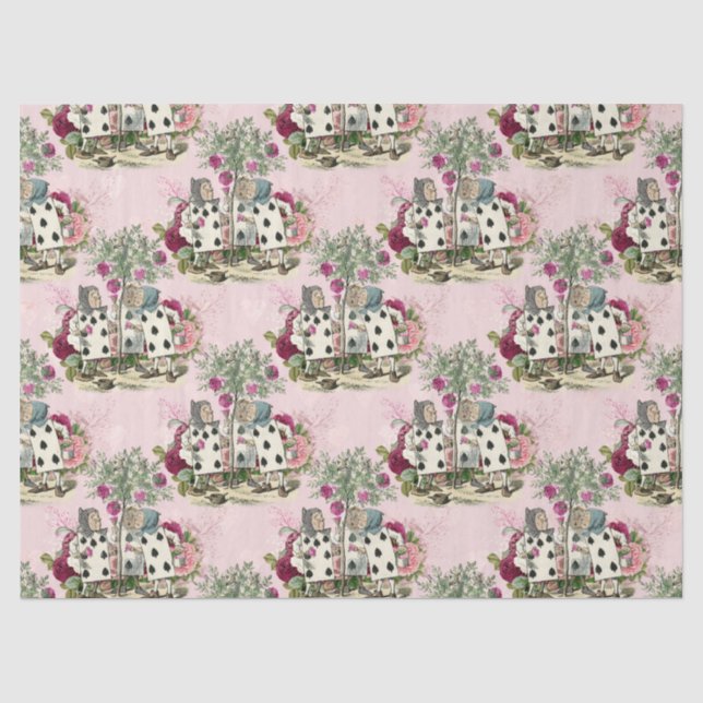Papier Mousseline Alice au pays des merveilles Cartes florales sur D (Recto)