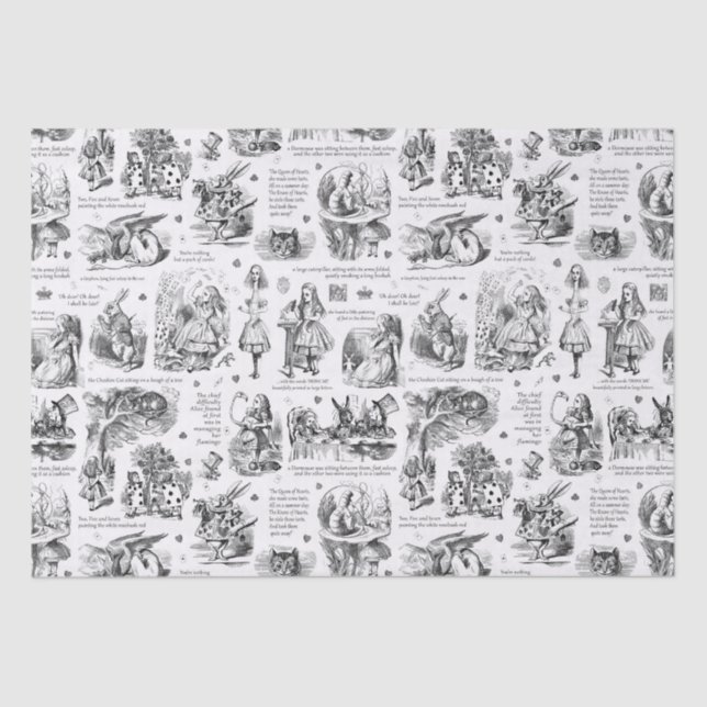 Papier Mousseline Alice au pays des merveilles Citations de toile bl (Recto)