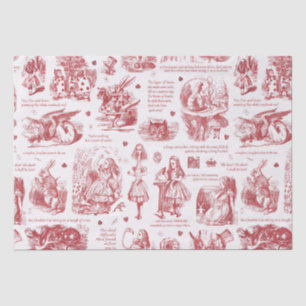Papier Mousseline Alice au pays des merveilles Citations Red Toile