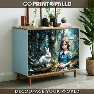 Papier Mousseline Alice au pays des merveilles et le lapin blanc