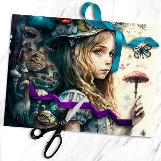 Papier Mousseline Alice au pays des merveilles et les champignons ma