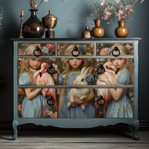 Papier Mousseline Alice au pays des merveilles Flamant rose de lapin