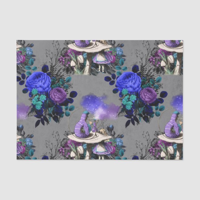 Papier Mousseline Alice au pays des merveilles Fleurs de la chenille (Recto)