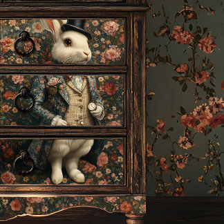 Papier Mousseline Alice au pays des merveilles Lapin blanc