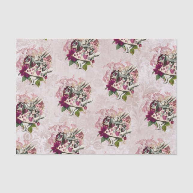 Papier Mousseline Alice au pays des merveilles Lapin blanc Bourgogne (Recto)