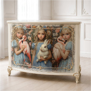 Papier Mousseline Alice au Pays des Merveilles Lapin Blanc Flamant R