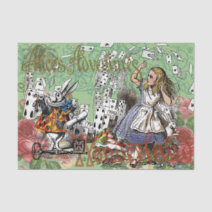 Papier Mousseline alice cartes d'aventure merveilleux pays chapeau l