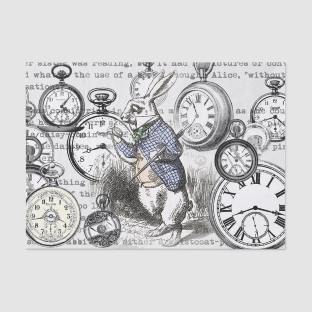 Papier Mousseline Alice de lapin blanc au pays des merveilles (Recto)