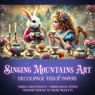 Papier Mousseline Alice et lapin blanc Imaginaire Teatime Découpage