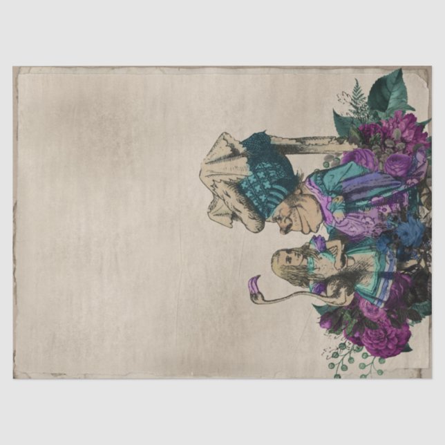 Papier Mousseline Alice florale violette au pays des merveilles avec (Recto)