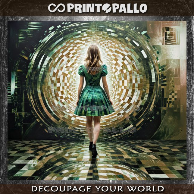 Papier Mousseline Alice in the Wonderland entering the rabbit hole (Créateur téléchargé)