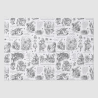 Alice in Wonderland Grey White Toile Citations
