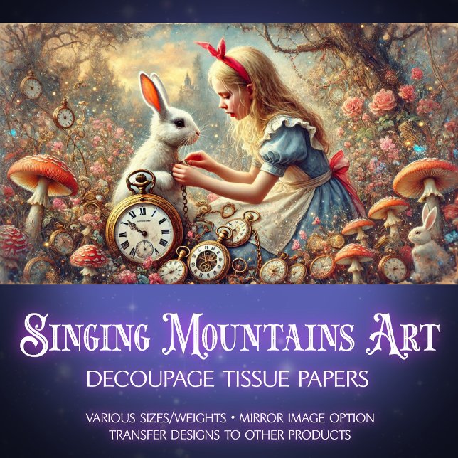 Papier Mousseline Alice Rabbit Imaginaire Champignons Woodland Décou (Créateur téléchargé)