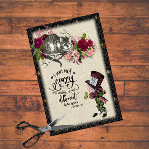 Papier Mousseline Alice vintage au pays des merveilles Chat et Hatte