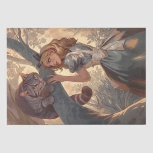 Papier Mousseline Alice vintage et Cheshire Cat