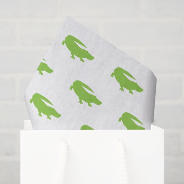 Papier Mousseline Alligator Vert Preppy Designer Sud Fun (Sac cadeau)
