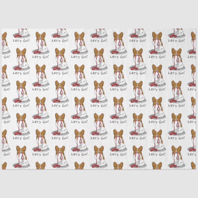 Papier Mousseline Allons-y ! (walk) Papillon (white & red) Chien mig (Recto)