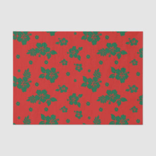 Papier Mousseline Aloha Hawaii Green sur le Motif de Noël rouge