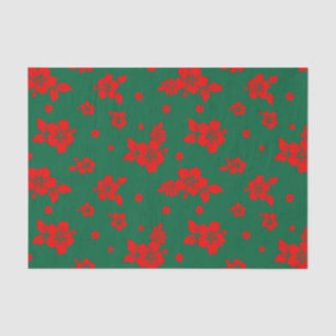 Papier Mousseline Aloha Hawaii Rouge sur le Motif de Noël vert