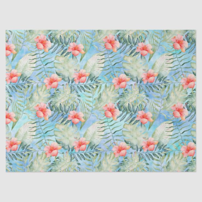 Papier Mousseline Aloha ketmie tropicale florale (Recto)