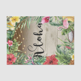 Papier Mousseline Aloha Tropical Wood Floral Feuilles et Mariage de 