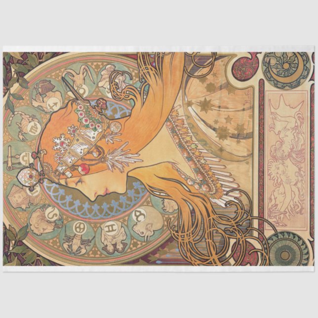 Papier Mousseline Alphonse Mucha Art Déco Déco Art Nouveau (Recto)