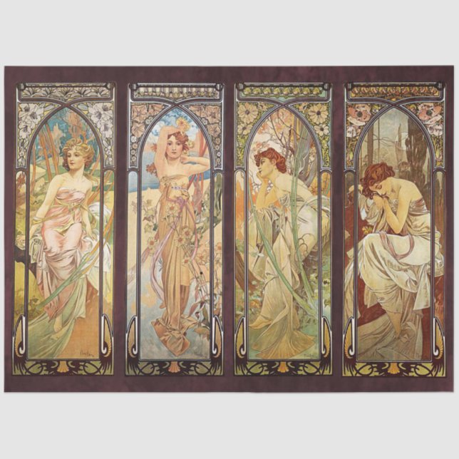 Papier Mousseline Alphonse Mucha, Le Temps du Jour (Recto)