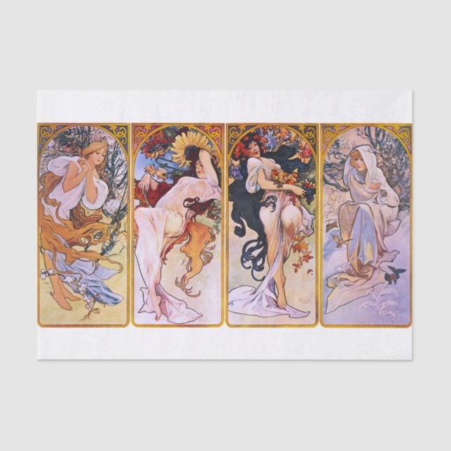 Papier Mousseline Alphonse Mucha | Les Saisons - 1897 (Recto)