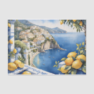 Papier Mousseline Amalfi Coast Lemons Vue Méditerranée