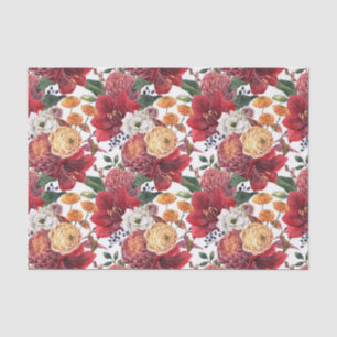 Papier Mousseline Amaryllis et Chrysanthèmes Motif floral