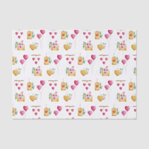 Papier Mousseline Ambiance romantique Coeurs illustrations Motif