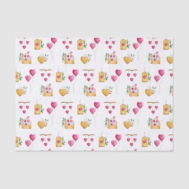 Papier Mousseline Ambiance romantique Coeurs illustrations Motif (Recto)