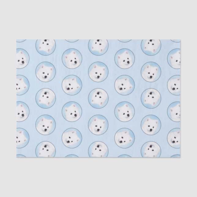 Papier Mousseline American Eskimo Eskie Puppy Peinture Cute Chien Ar (Recto)