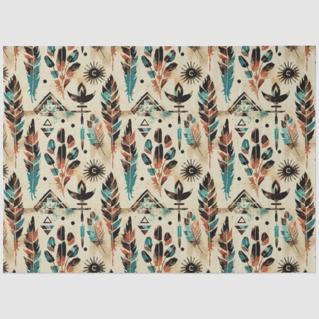 Papier Mousseline American Ethnic Tribal Art Motif (Recto)