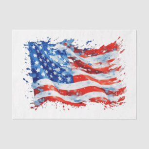 Papier Mousseline American Flag USA Watercolor 4 juillet