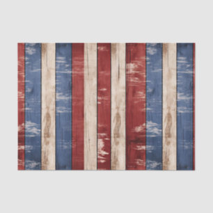 Papier Mousseline Americana Rouge Bleu Patriotique Faux Wood