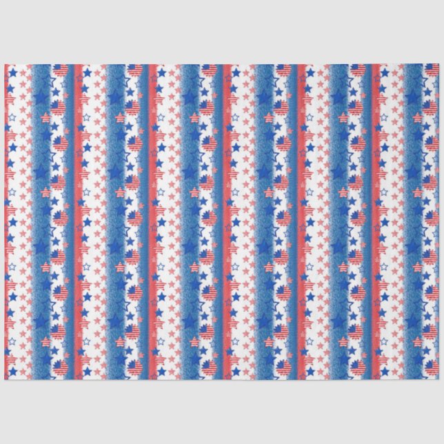 Papier Mousseline Amérique Red White et Blue Series Design 25 (Recto)