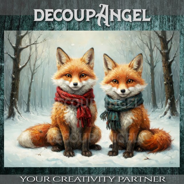 Papier Mousseline Amitié des renards - Découpage - (Créateur téléchargé)