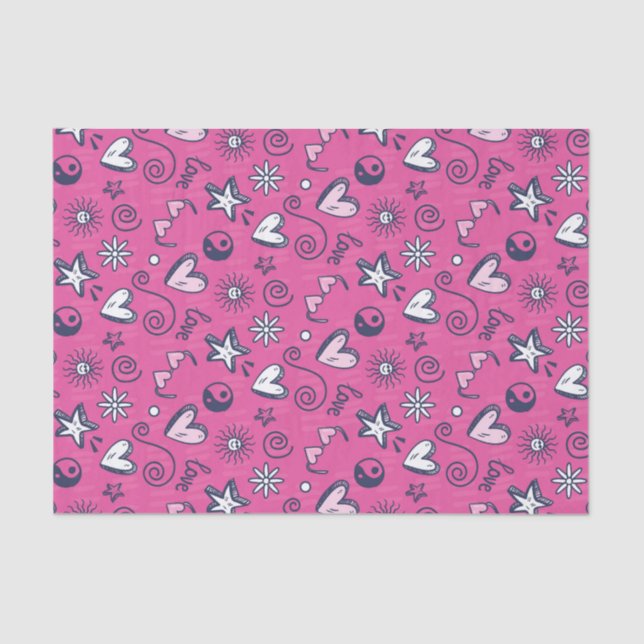Papier Mousseline Amour de Teen Mignon Motif Doodle pour la Saint-Va (Recto)