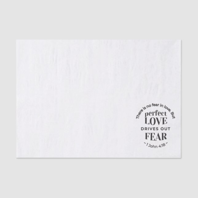 Papier Mousseline Amour Éternel - 1 Jean 4:18 Citation Écriture Art (Recto)
