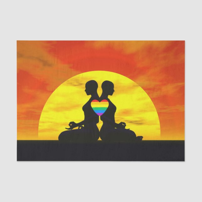 Papier Mousseline Amour lesbien de yoga - 3D rendent (Recto)