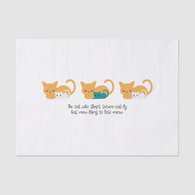 Papier Mousseline Amusant chat couché et Art III (Recto)